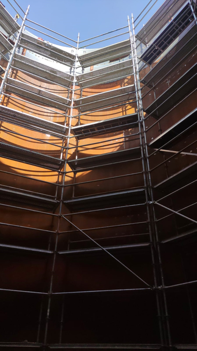 kiralık iskele sistemleri, ay iskele, kiralık iskele, RK Yağ fabrikası Tekirdağ Muratlı, İç cephe kurulumu