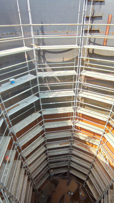 kiralık iskele sistemleri, ay iskele, kiralık iskele, RK yağ fabrika Tekirdağ, İç cephe kurulumu